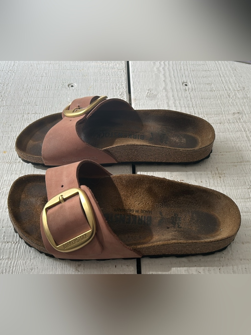 Birkenstock Big Buckle Madrids in pink suede 36